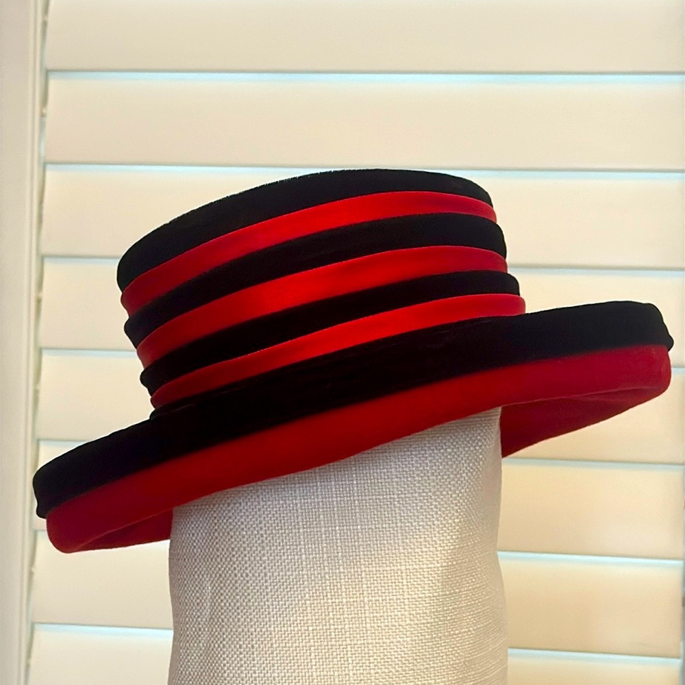 Vintage Red and black hat. Perfect addition to your favorite red or black dress.
